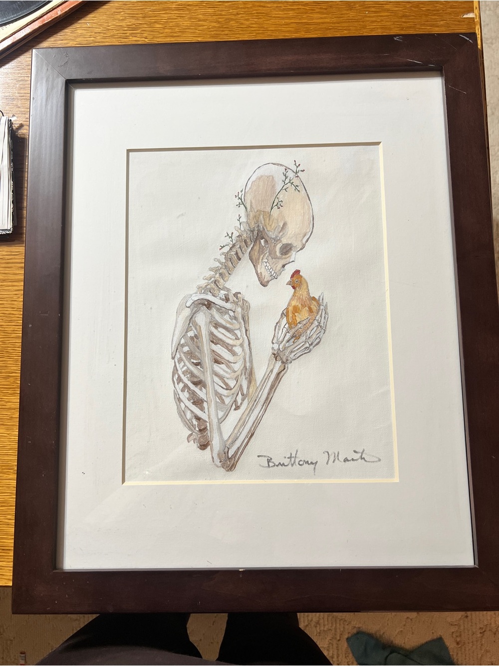 Original Brittony Martin Skeleton and Chick Acrylic Painting